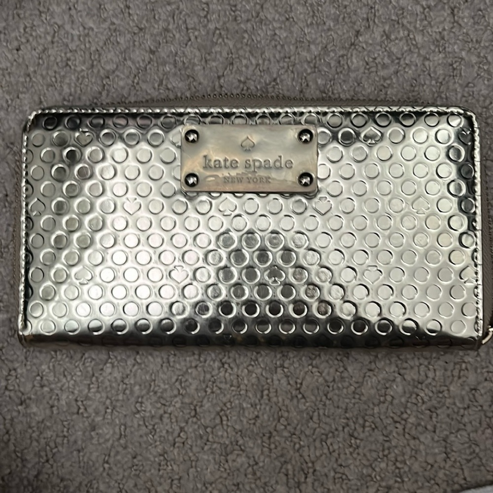 Kate Spade metallic gold full sized zippered wallet